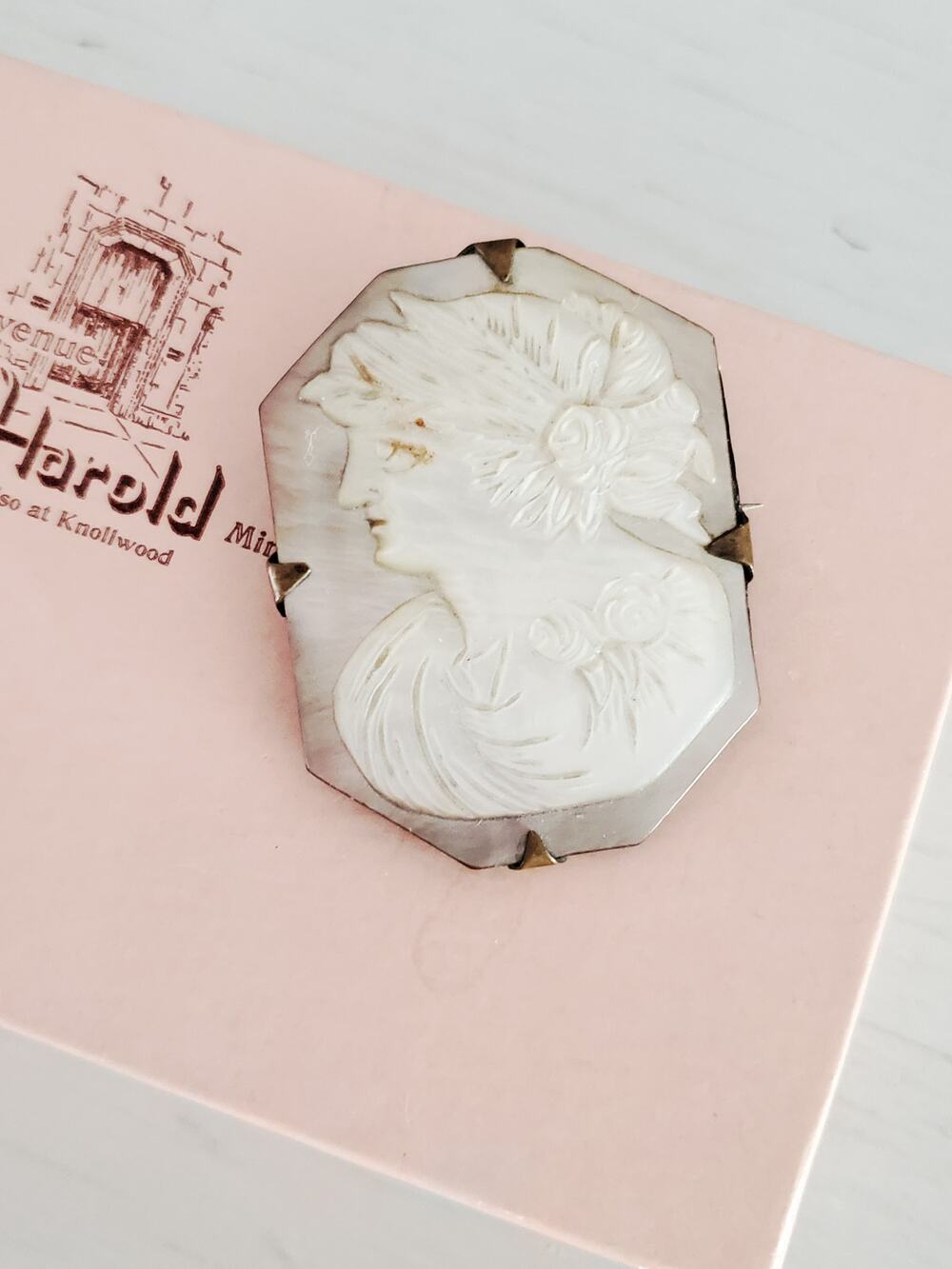Vintage Antique Mother of Pearl Victorian Cameo C-Clasp Brooch